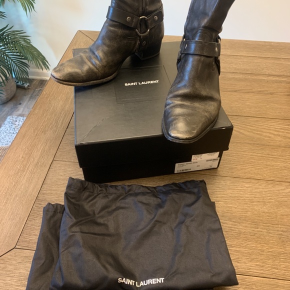 COPY - Saint Laurent Wyatt Distressed Cowhide Harness Boot - Picture 3 of 4